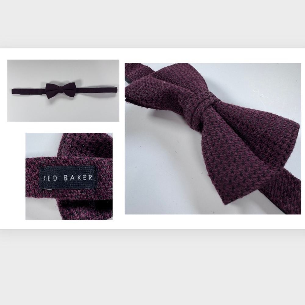 TED BAKER Bow Tie Pre Tied Adjustable‎ Neck Band Red Black Check Classic